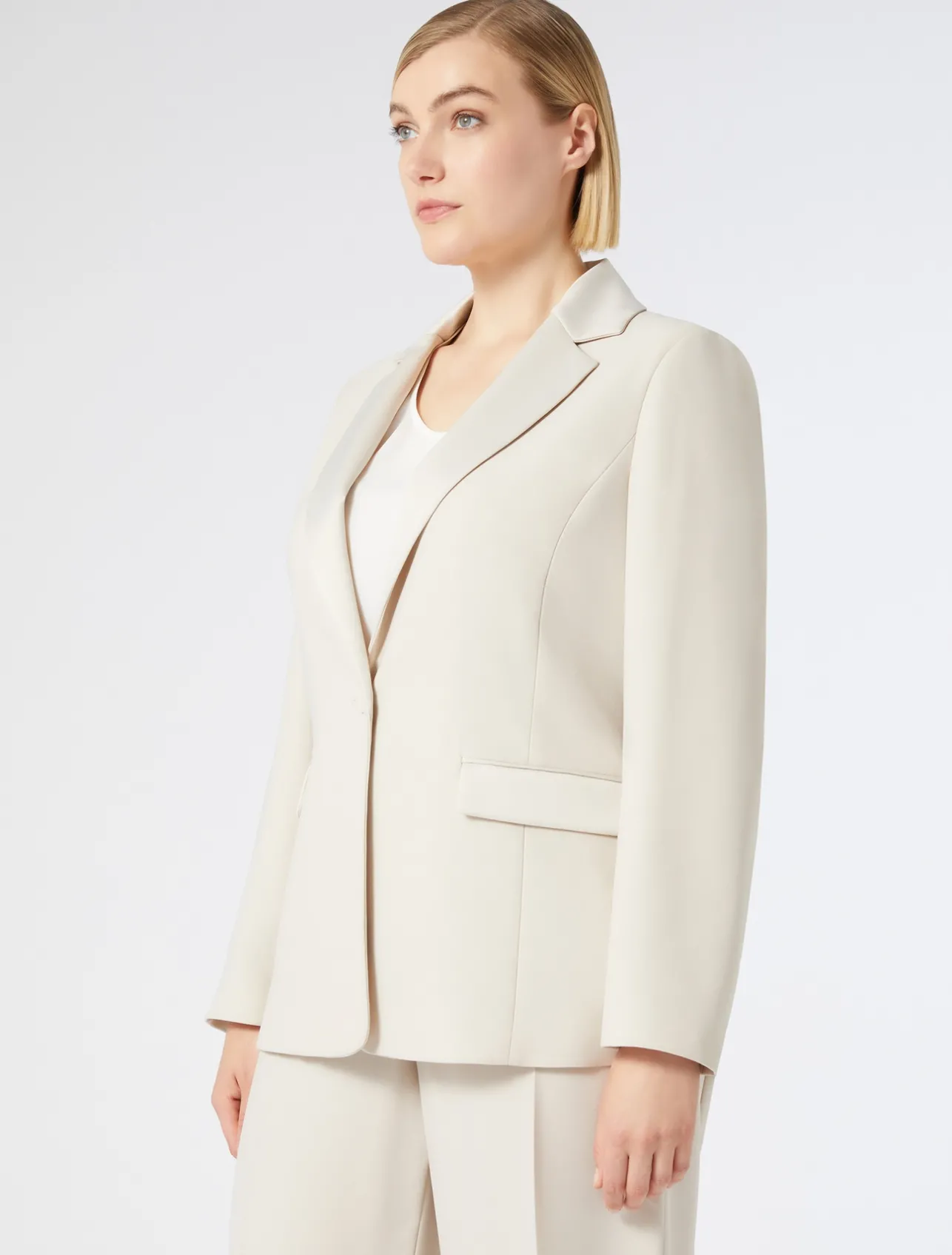 Discount Marina Rinaldi Crepe envers satin blazer jacket BEIGE