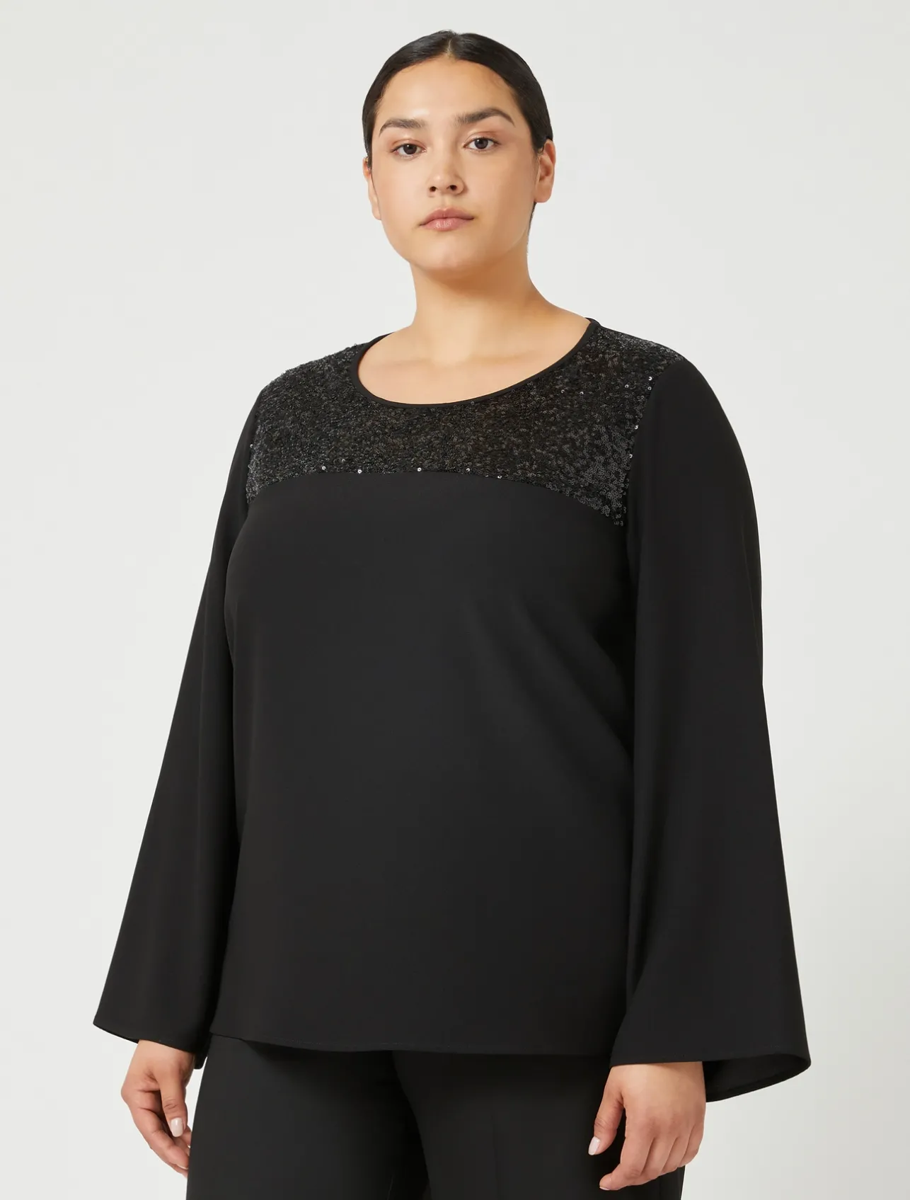 Outlet Marina Rinaldi Crepe envers satin blouse BLACK