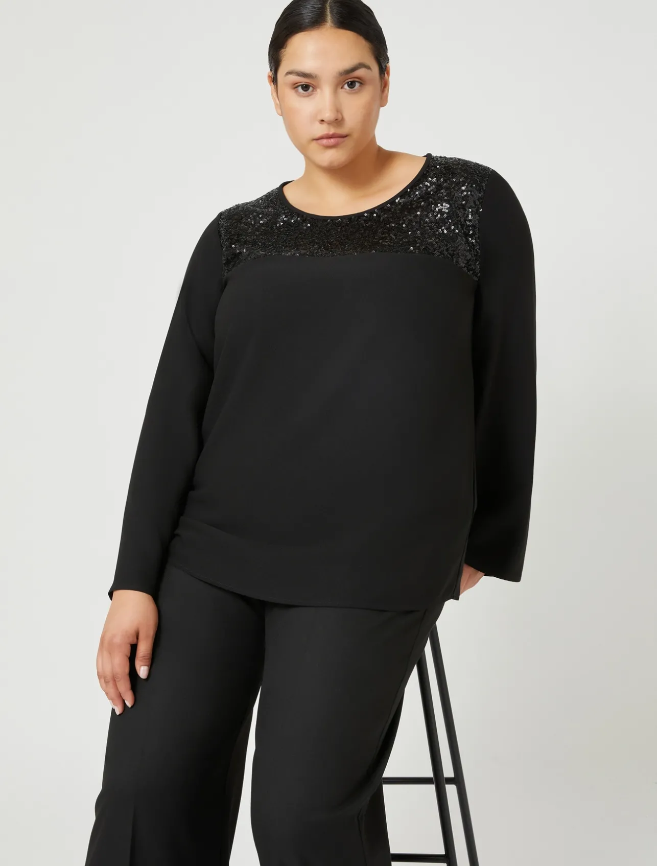 Outlet Marina Rinaldi Crepe envers satin blouse BLACK