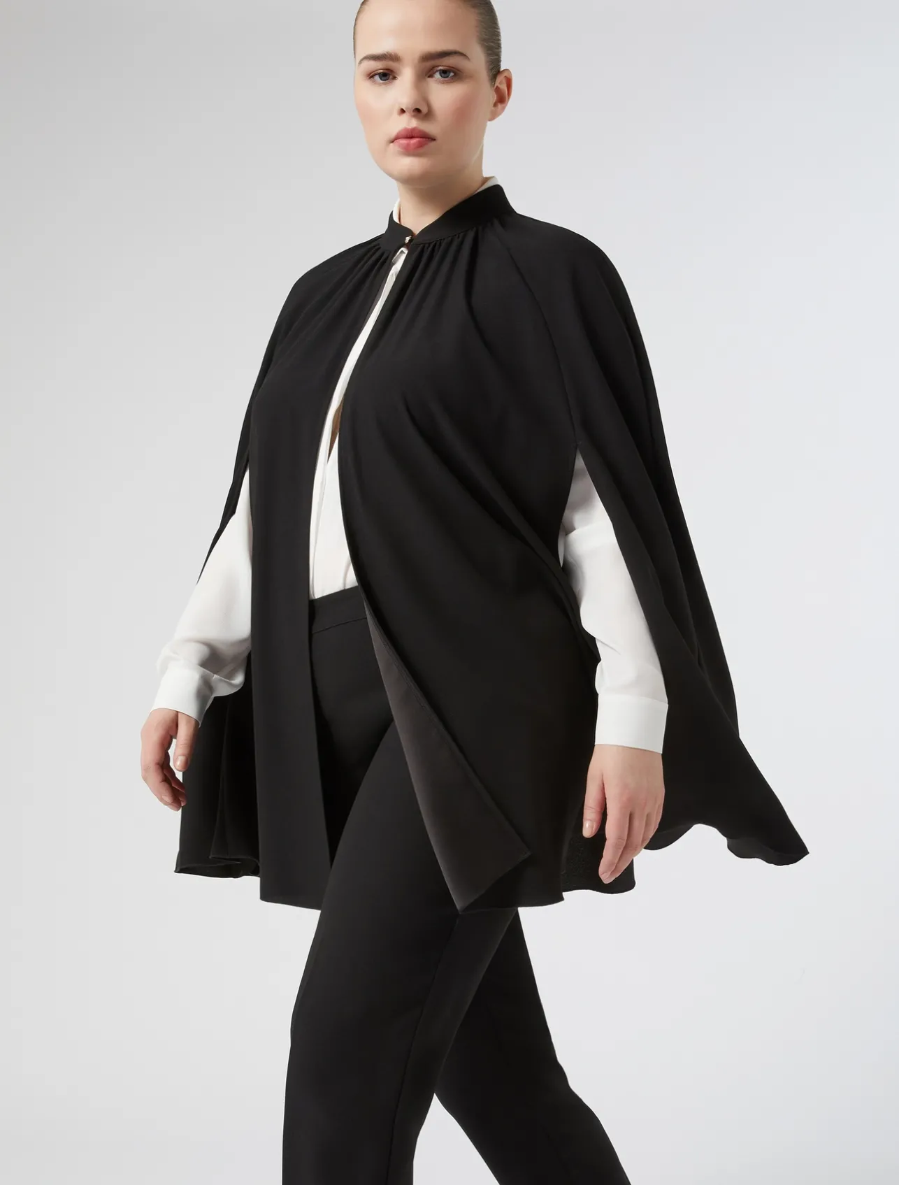 Discount Marina Rinaldi Crepe envers satin cape BLACK