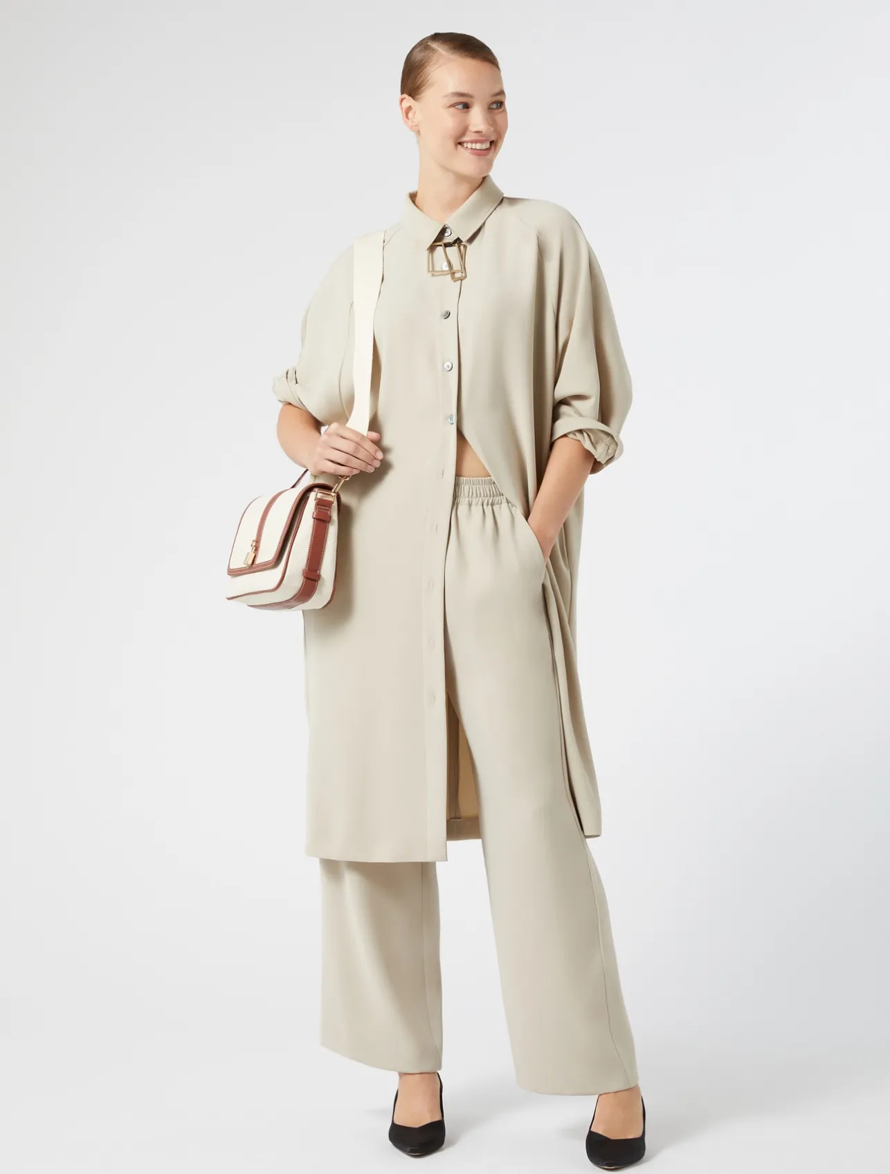 Sale Marina Rinaldi Crepe envers satin dress BEIGE