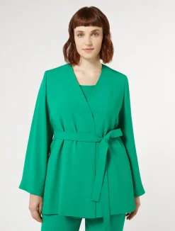 Sale Marina Rinaldi Crepe envers satin jacket GREEN