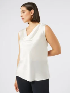 Discount Marina Rinaldi Crepe envers satin top WHITE