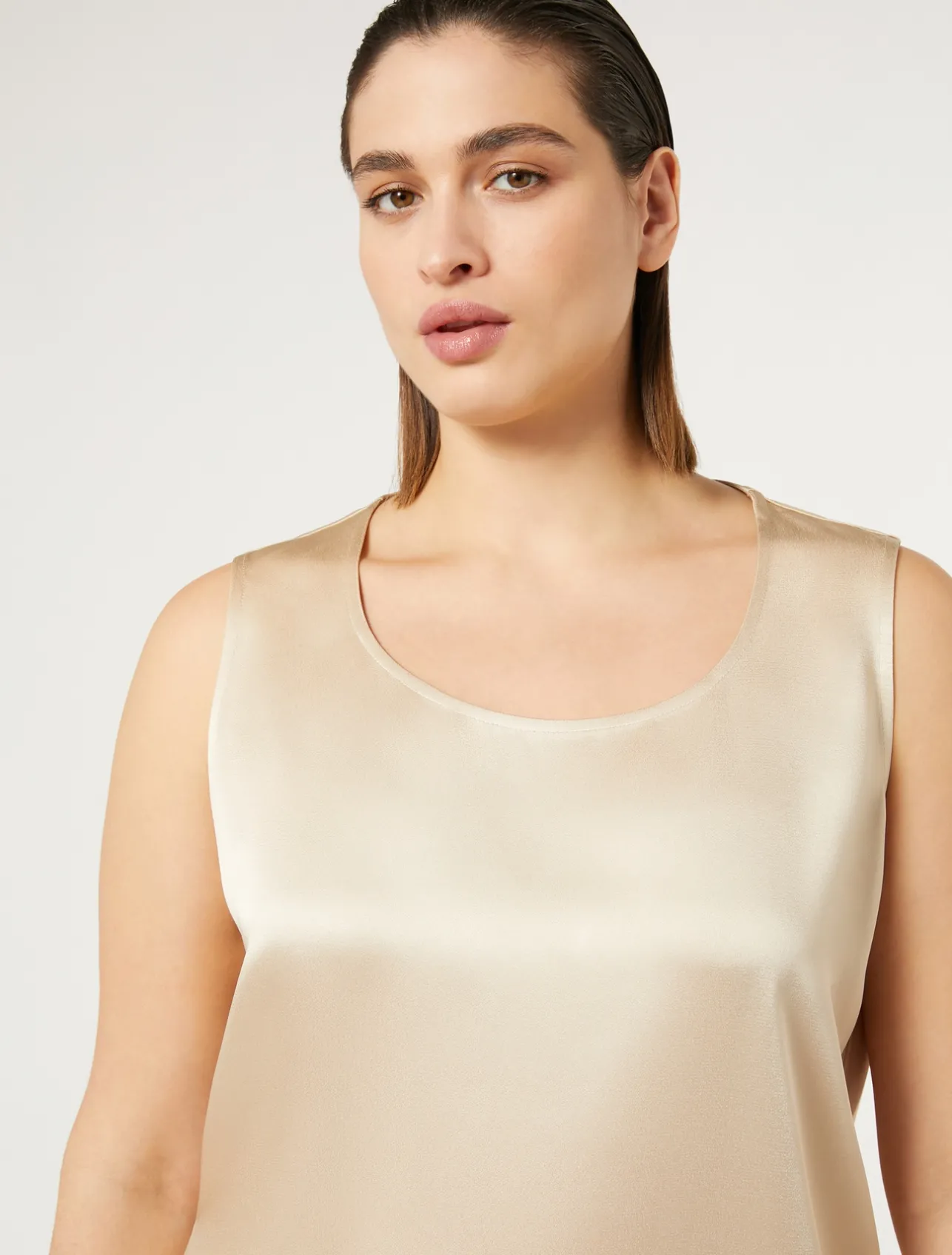 Outlet Marina Rinaldi Crepe envers satin top HONEY