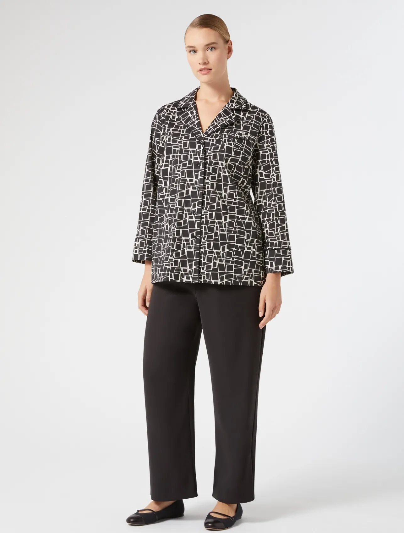 Clearance Marina Rinaldi Crepe envers satin trousers BLACK