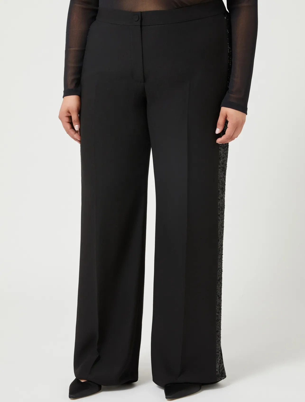 Best Marina Rinaldi Crepe envers satin trousers BLACK