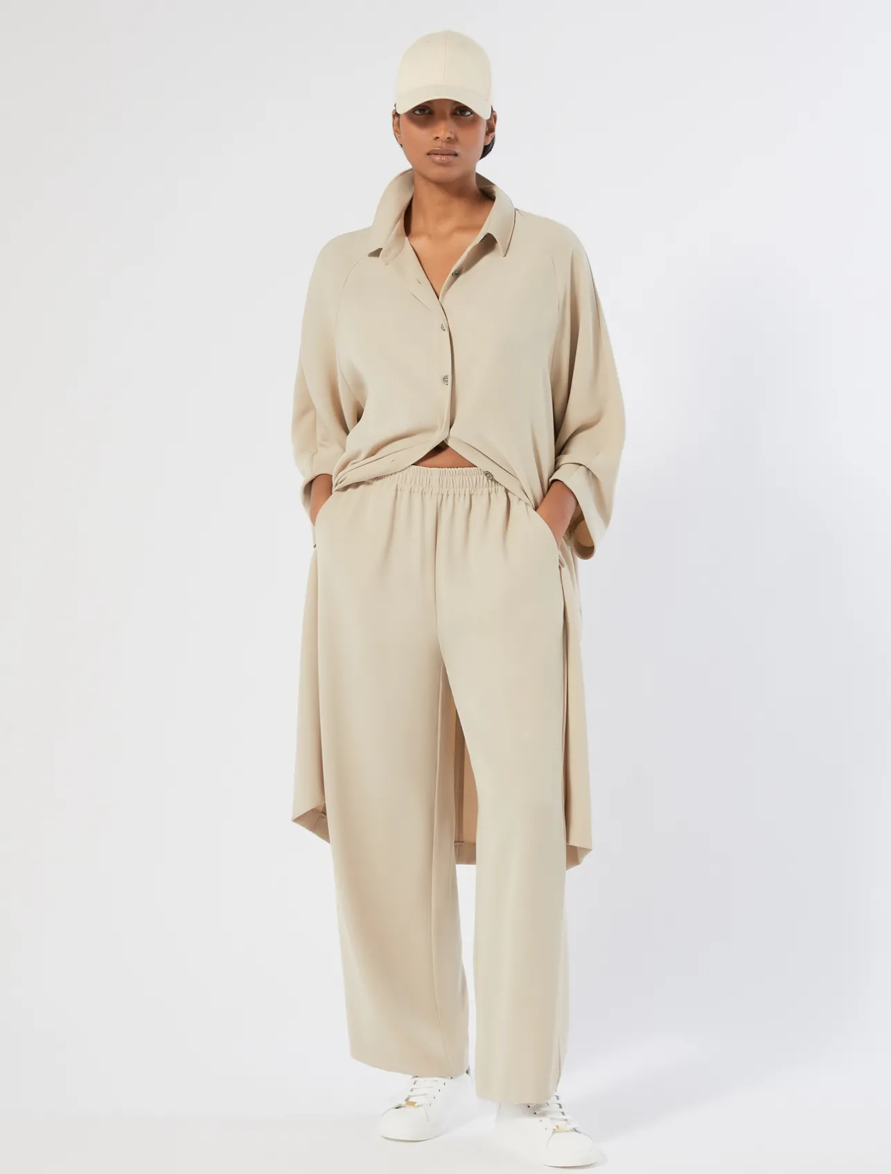 New Marina Rinaldi Crepe envers satin trousers BEIGE