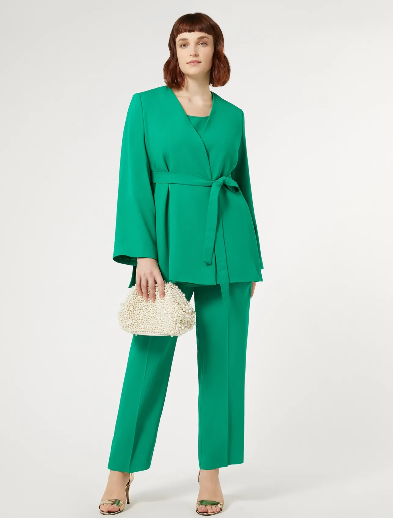 New Marina Rinaldi Crepe envers satin trousers GREEN