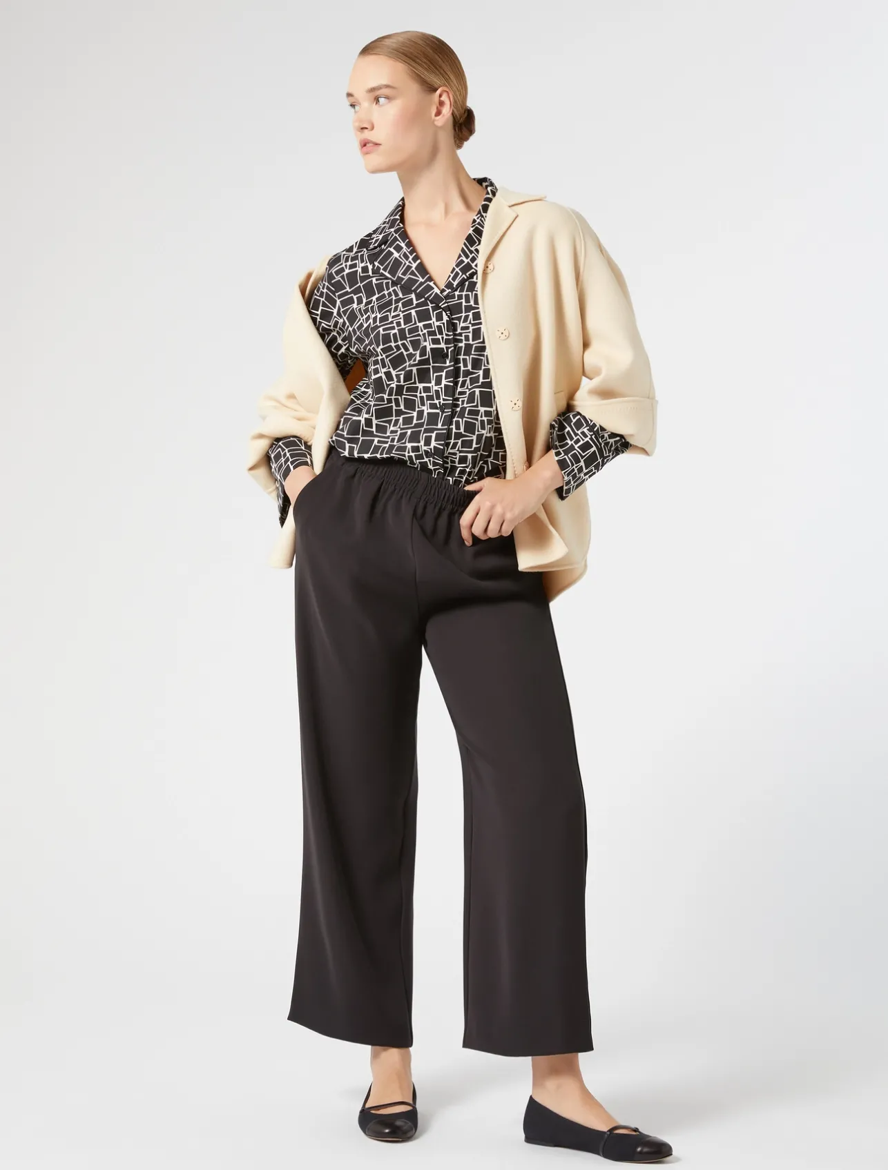 Clearance Marina Rinaldi Crepe envers satin trousers BLACK