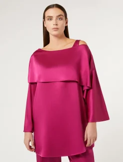 New Marina Rinaldi Crepe envers satin tunic RASPBERRY