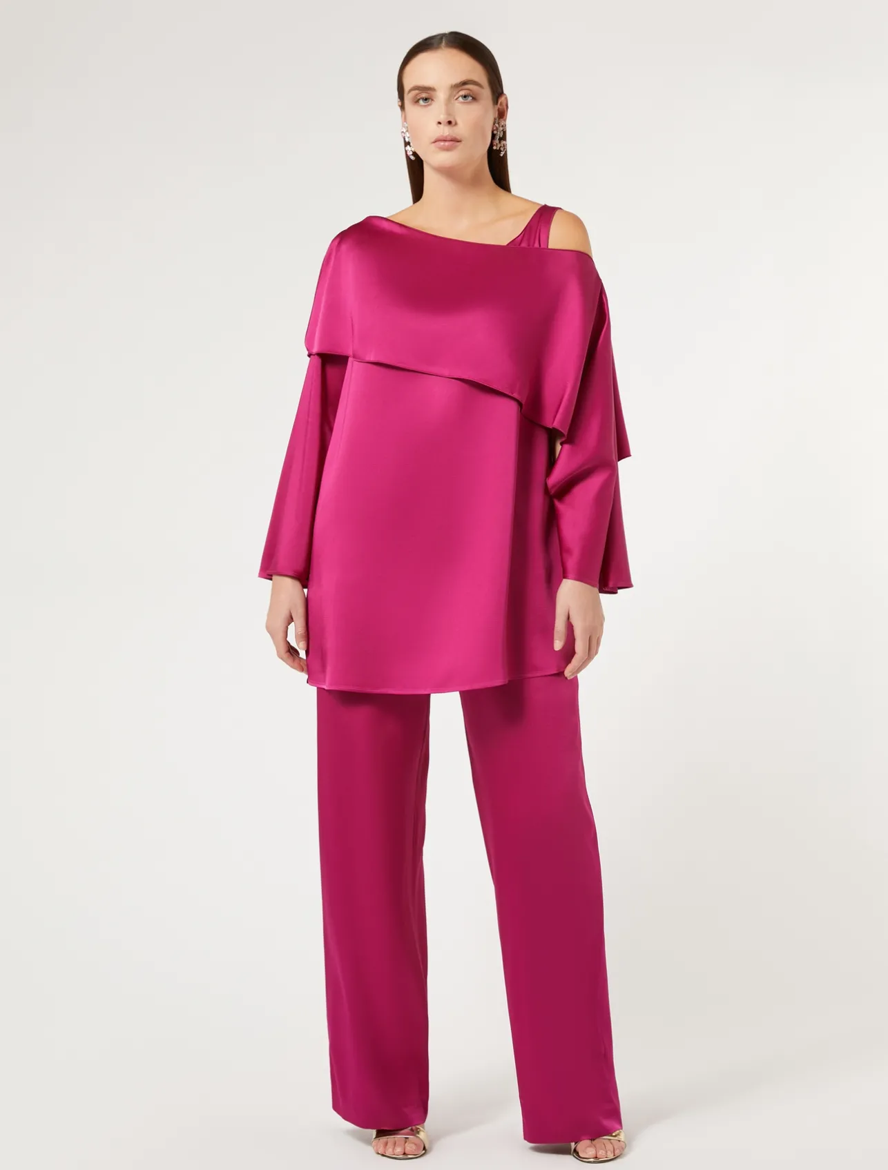 New Marina Rinaldi Crepe envers satin tunic RASPBERRY