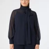 Online Marina Rinaldi Crepe georgette blouse MIDNIGHTBLUE