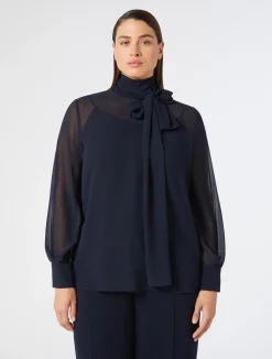 Online Marina Rinaldi Crepe georgette blouse MIDNIGHTBLUE