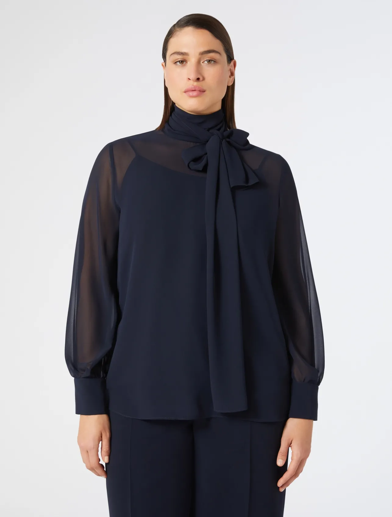 Online Marina Rinaldi Crepe georgette blouse MIDNIGHTBLUE