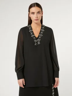 Online Marina Rinaldi Crepe georgette blouse BLACK