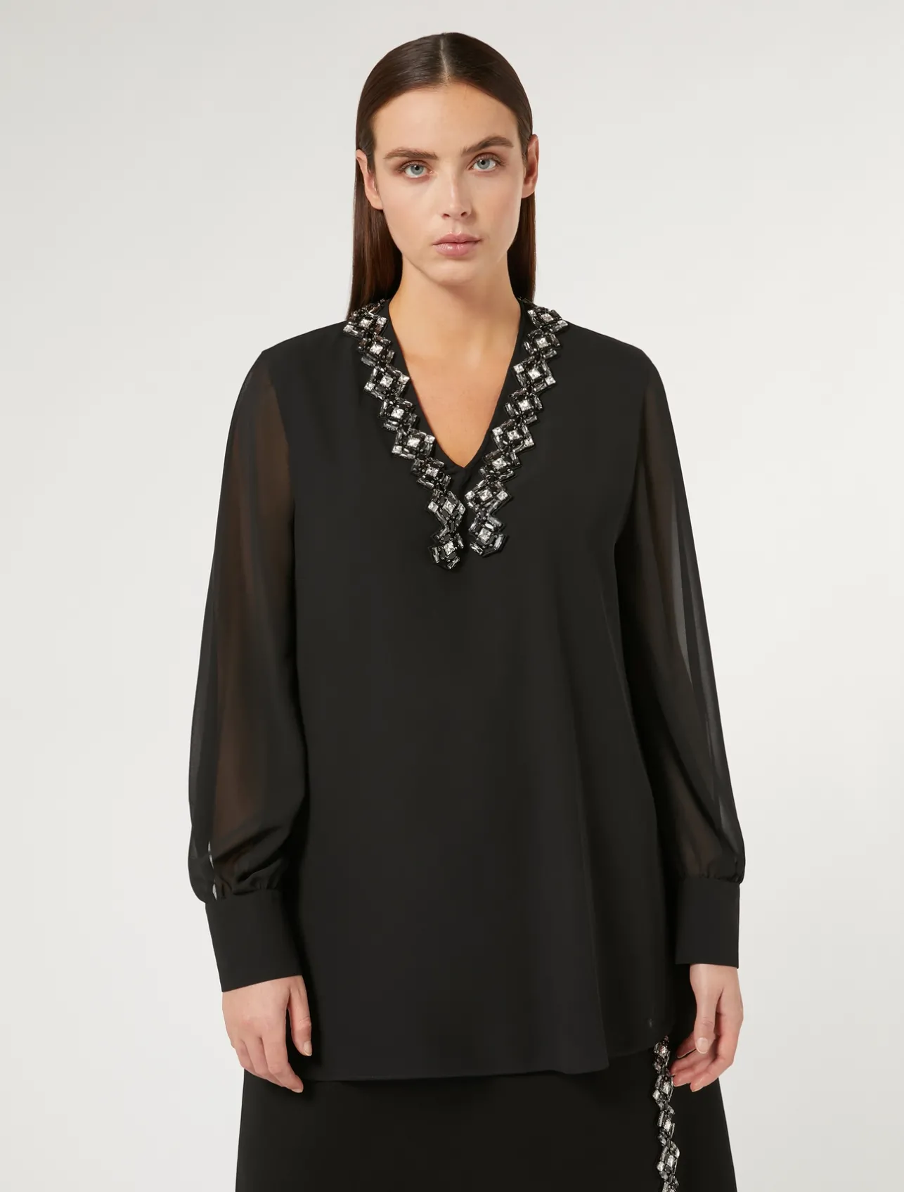 Online Marina Rinaldi Crepe georgette blouse BLACK
