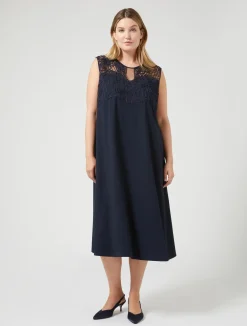 Clearance Marina Rinaldi Crêpe dress with embroidery MIDNIGHTBLUE
