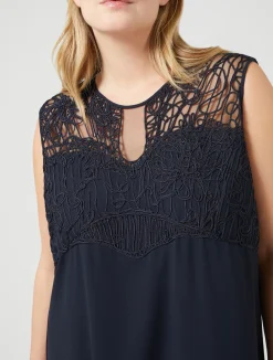 Clearance Marina Rinaldi Crêpe dress with embroidery MIDNIGHTBLUE