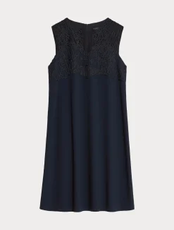 Clearance Marina Rinaldi Crêpe dress with embroidery MIDNIGHTBLUE