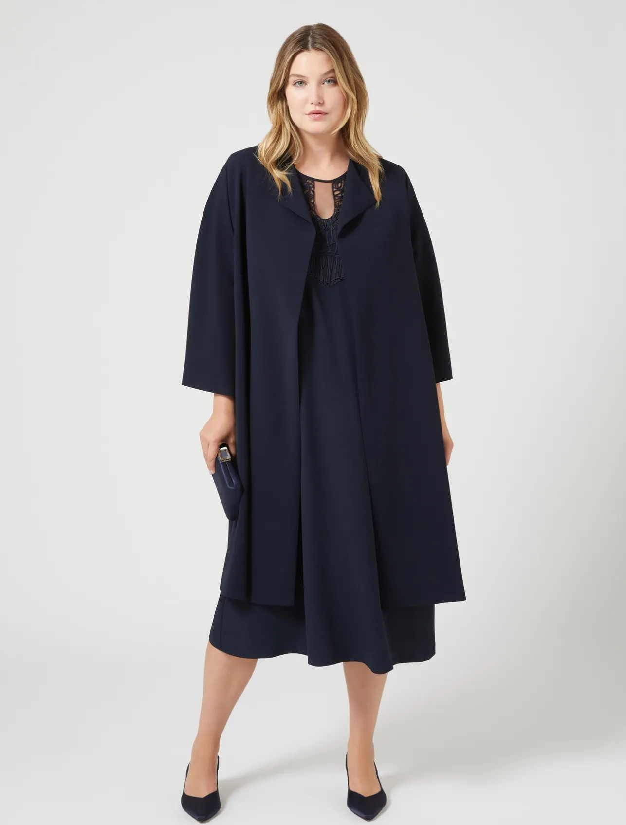 Clearance Marina Rinaldi Crêpe dress with embroidery MIDNIGHTBLUE