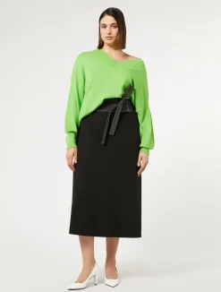 Discount Marina Rinaldi Crêpe satin skirt BLACK