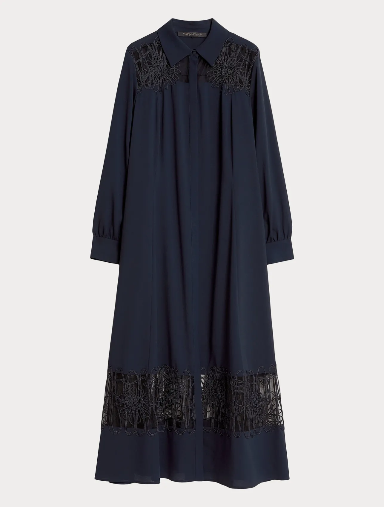 Sale Marina Rinaldi Crêpe shirt dress with embroidery MIDNIGHTBLUE