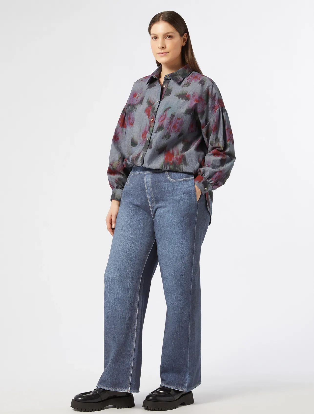 Fashion Marina Rinaldi Denim chambray shirt NAVY