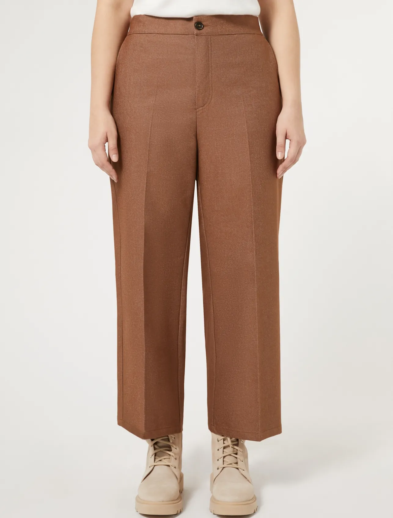 Clearance Marina Rinaldi Denim-look cotton trousers BRONZE