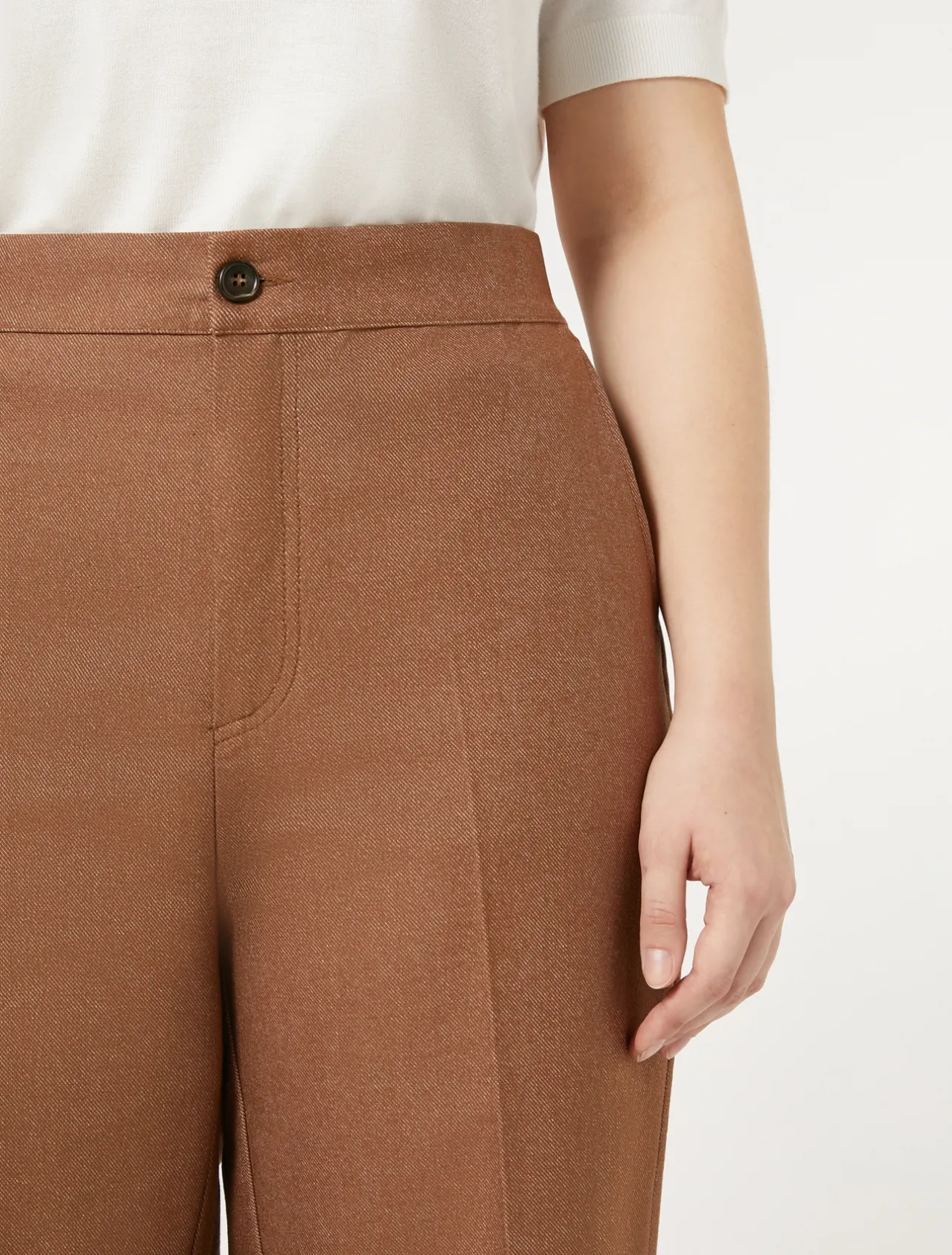 Clearance Marina Rinaldi Denim-look cotton trousers BRONZE