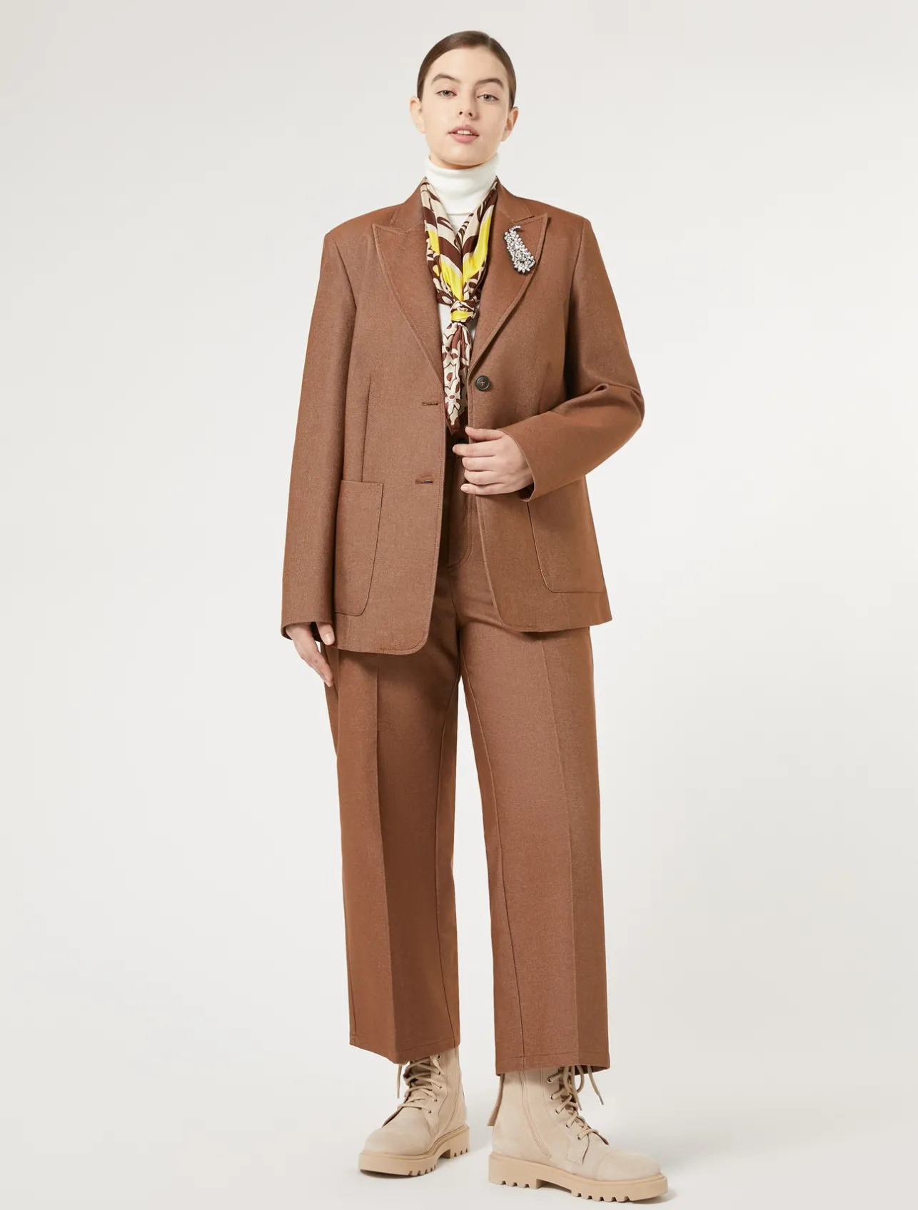 Clearance Marina Rinaldi Denim-look cotton trousers BRONZE