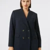 Online Marina Rinaldi Double-breasted cady blazer jacket MIDNIGHTBLUE