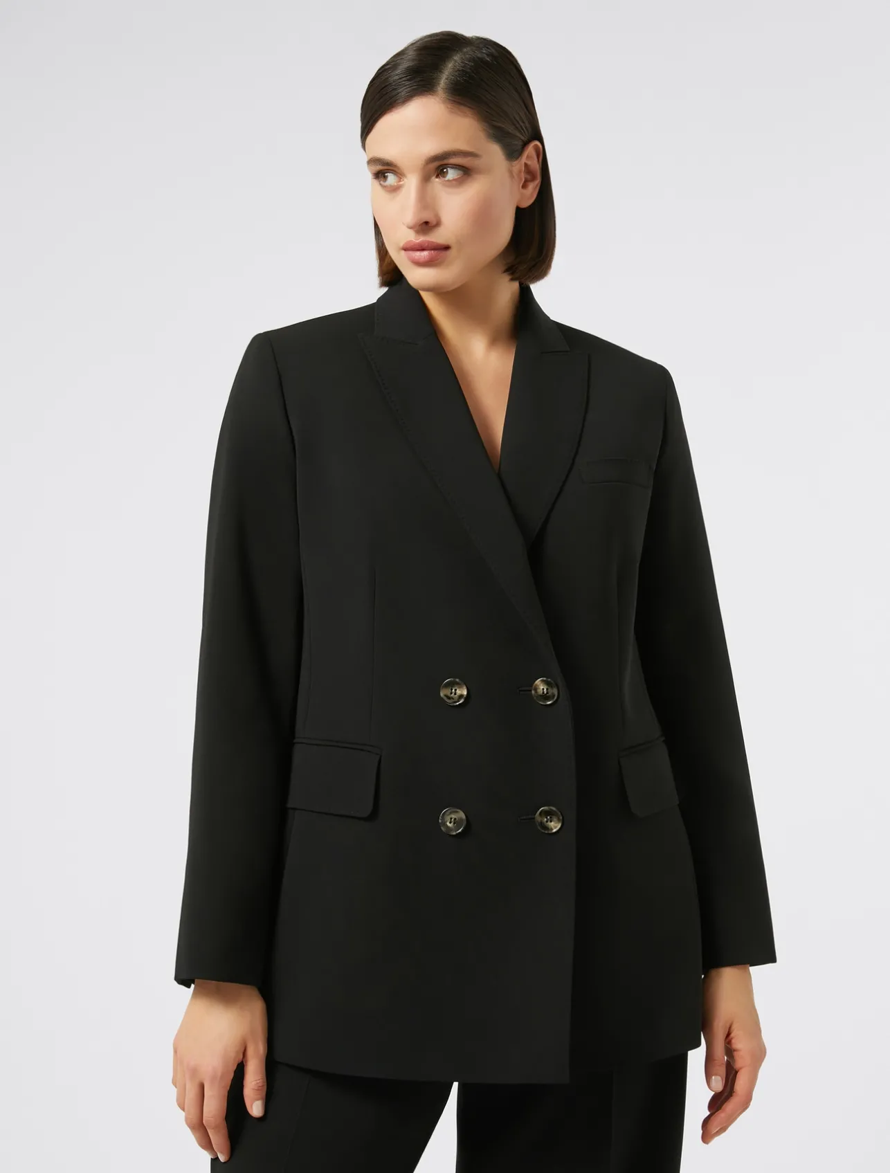 Best Marina Rinaldi Double-breasted cady blazer jacket BLACK