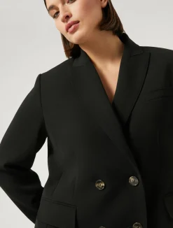 Best Marina Rinaldi Double-breasted cady blazer jacket BLACK