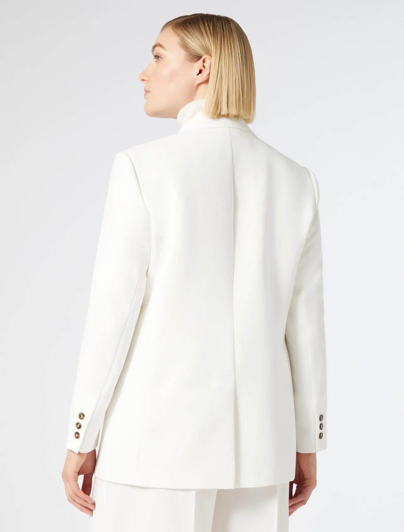 Fashion Marina Rinaldi Double-breasted cady blazer jacket WHITE