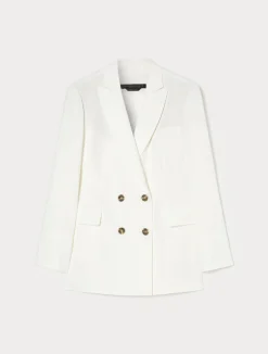 Fashion Marina Rinaldi Double-breasted cady blazer jacket WHITE
