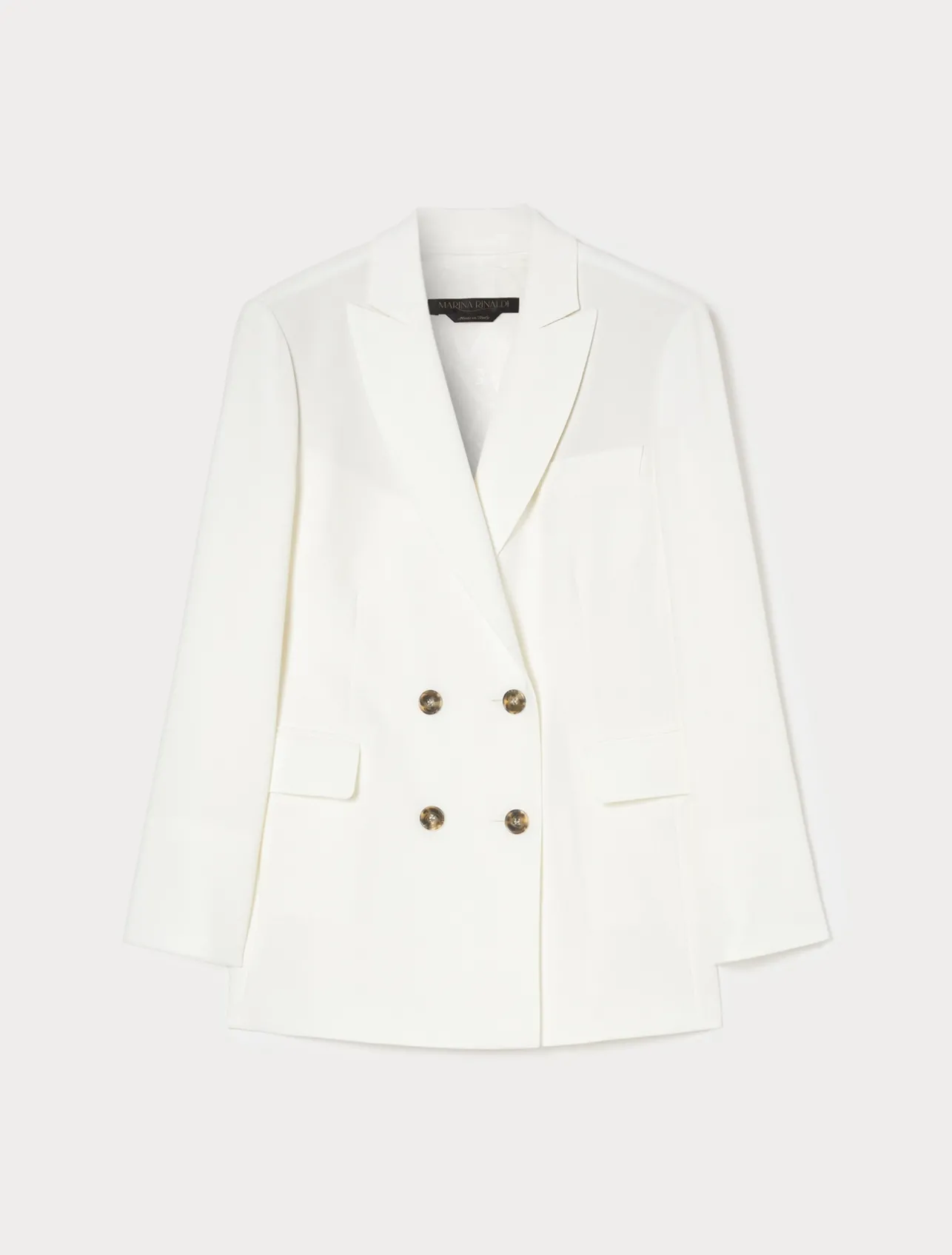 Fashion Marina Rinaldi Double-breasted cady blazer jacket WHITE