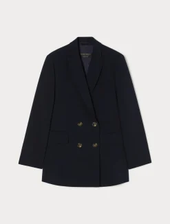 Online Marina Rinaldi Double-breasted cady blazer jacket MIDNIGHTBLUE