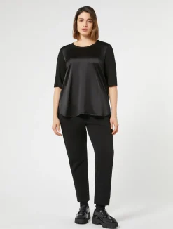 Online Marina Rinaldi Double-faced jersey trousers BLACK