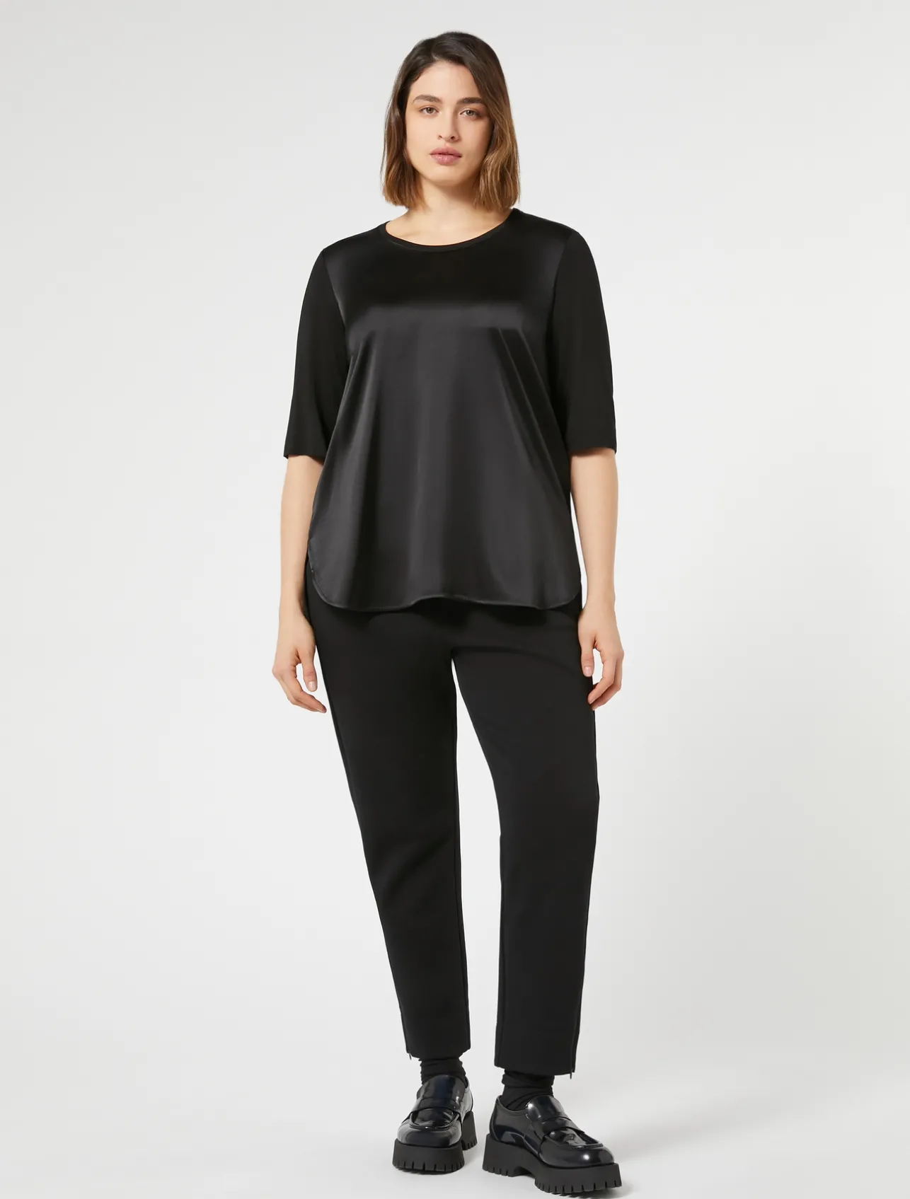 Online Marina Rinaldi Double-faced jersey trousers BLACK