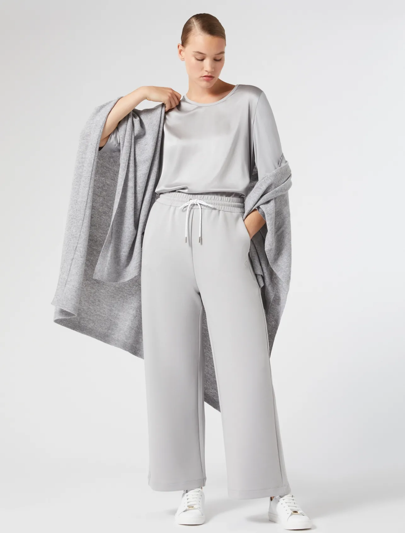 Sale Marina Rinaldi Double-faced jersey trousers LIGHTGREY