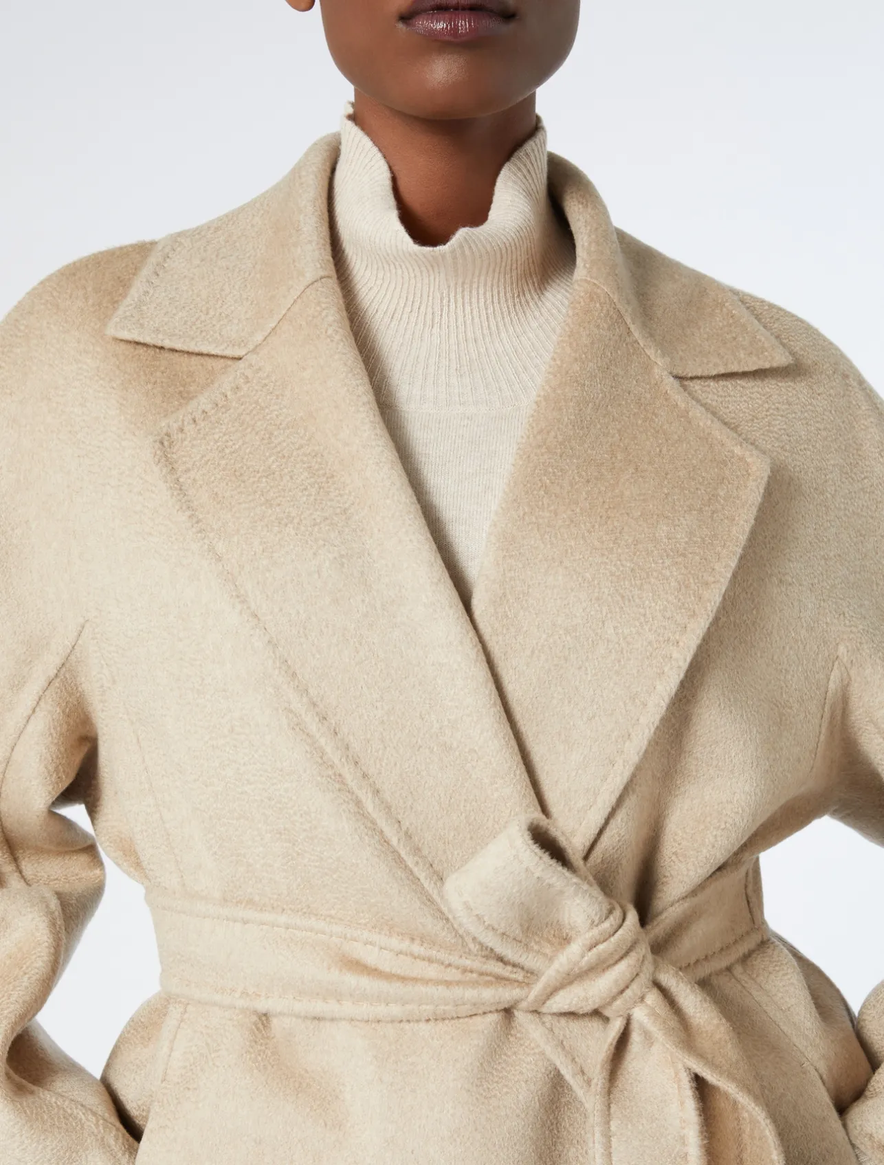 New Marina Rinaldi Double-faced pure cashmere coat HAZELNUTBROWN