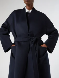 Discount Marina Rinaldi Double-faced pure wool coat MIDNIGHTBLUE