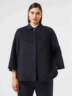 New Marina Rinaldi Double-faced wool and cashmere jacket MIDNIGHTBLUE