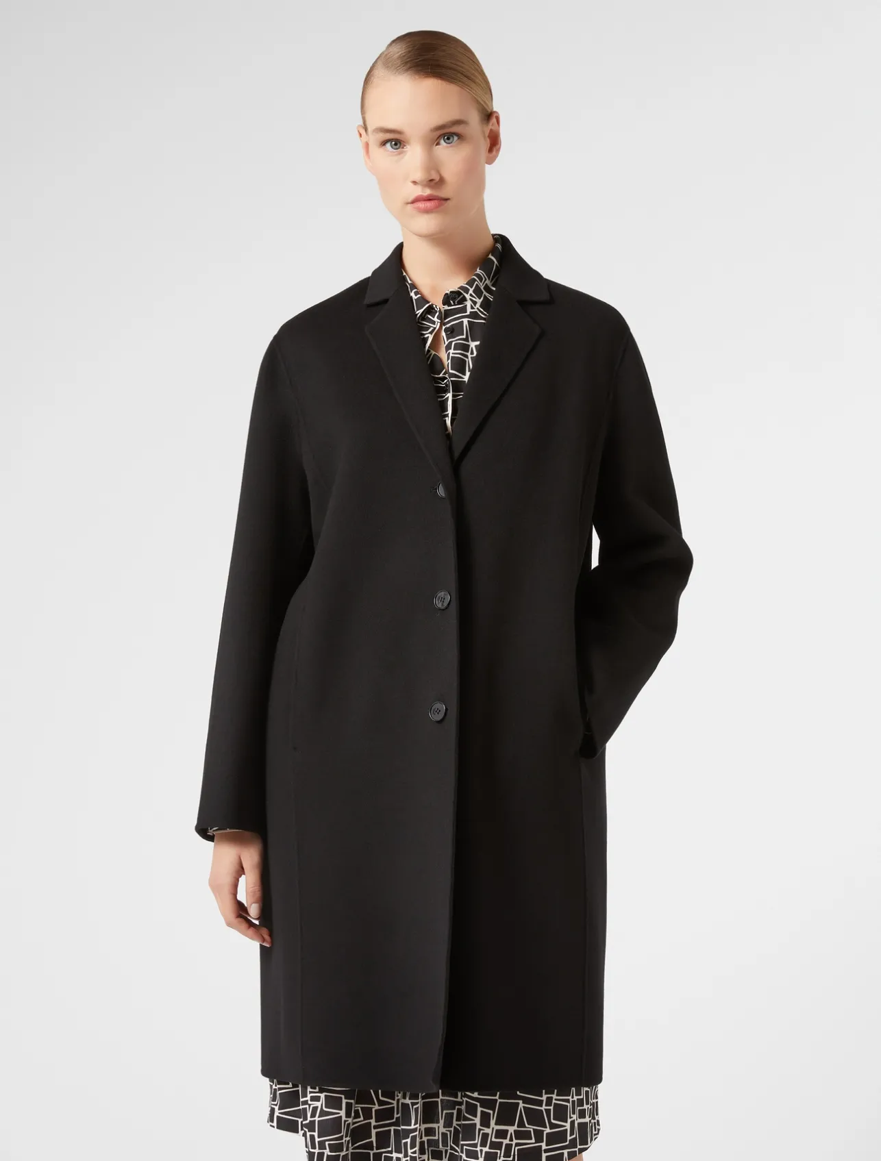 Discount Marina Rinaldi Double-faced wool and cashmere coat BLACK