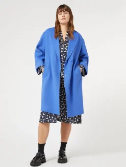 Clearance Marina Rinaldi Double-faced wool and cashmere coat CHINABLUE