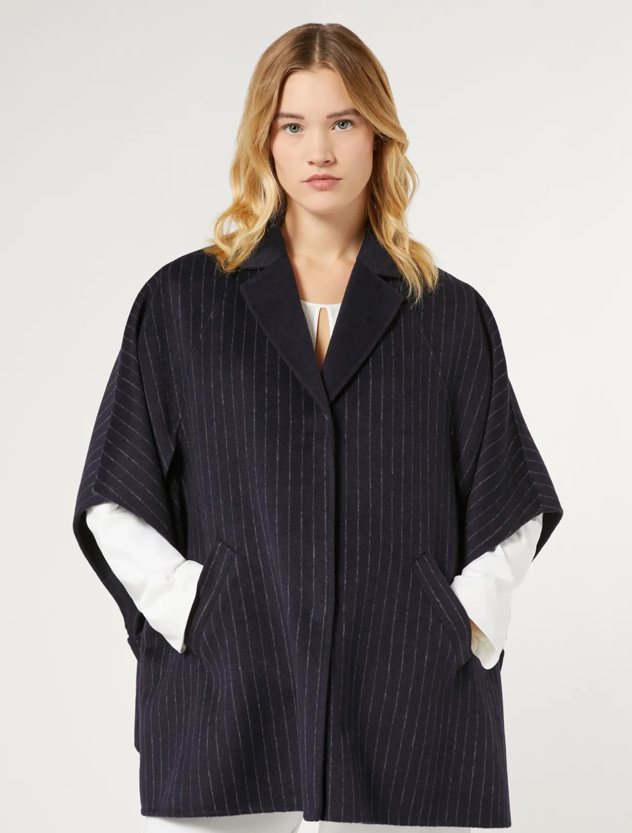 Fashion Marina Rinaldi Double-faced wool cape ULTRAMARINE