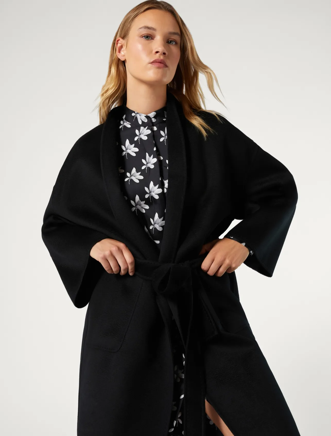 Best Marina Rinaldi Double-faced wool coat BLACK