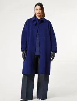 Outlet Marina Rinaldi Double-faced wool coat CHINABLUE