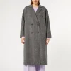 Best Marina Rinaldi Double-faced wool coat with embroidered details WHITEBLACK