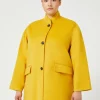 Clearance Marina Rinaldi Double-faced wool heavy jacket MUSTARD
